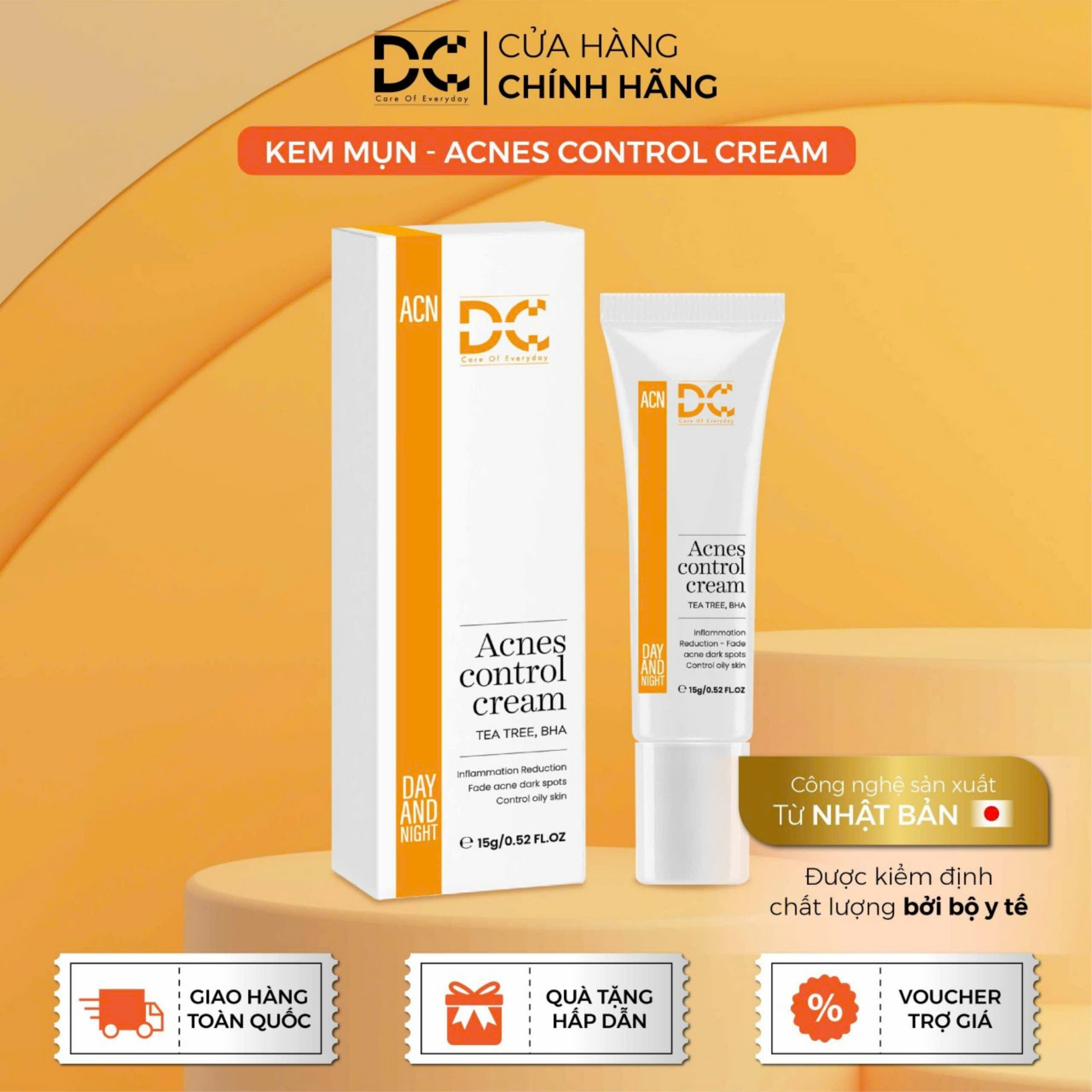 Kem chấm mụn DC ACN DAY AND NIGHT Acnes control cream (15g) - Giảm mụn, mờ thâm, kiềm dầu